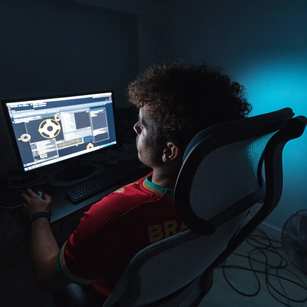 Mão parada sobre o mousepad escuro após uma sequência limpa